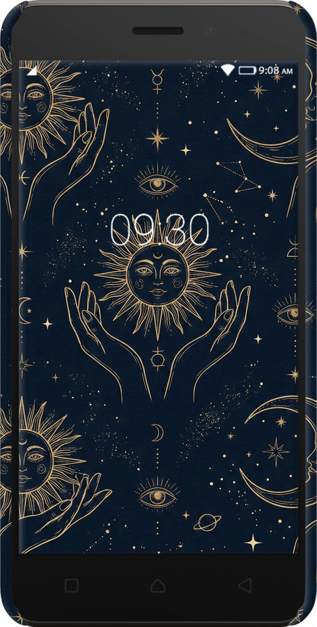 3D пластиковый матовый чехол Celestial Harmony: Sun & Moon Gold Mystic Pattern для Lenovo K6 - 6778m-452 изображение 