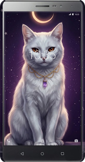 3D пластиковый матовый чехол Mystic White Cat Gothic Dark Purple Gold для Lenovo Phab 2 - 6805m-956 изображение 