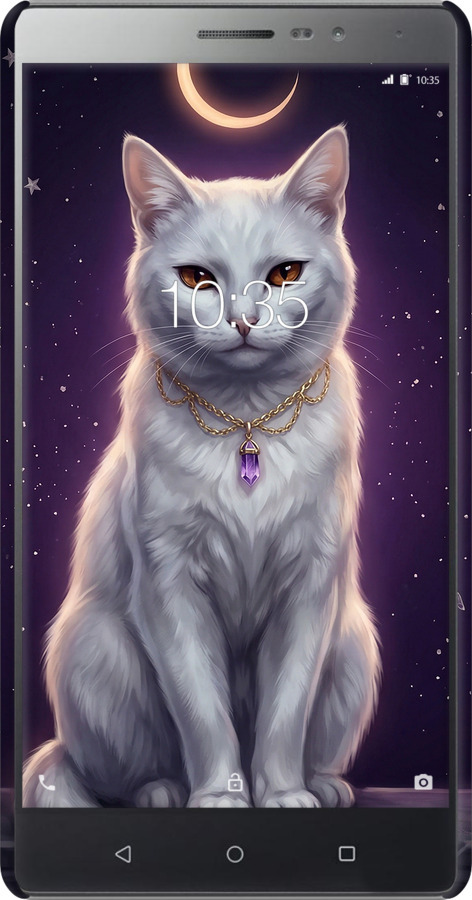 3D пластиковый матовый чехол Mystic White Cat Gothic Dark Purple Gold для Lenovo Phab 2 - 6805m-956 изображение 