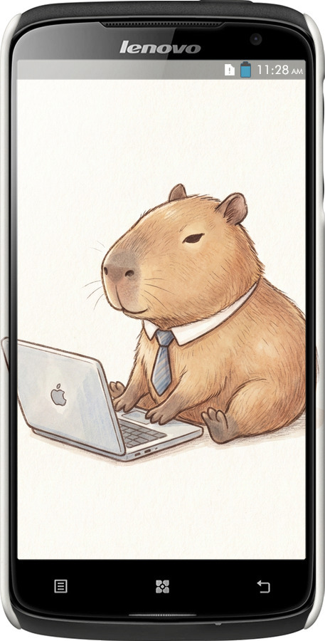 3D пластиковий матовий чехол Funny Capybara CEO Working для Lenovo S820 - 6777m-52 изображение 