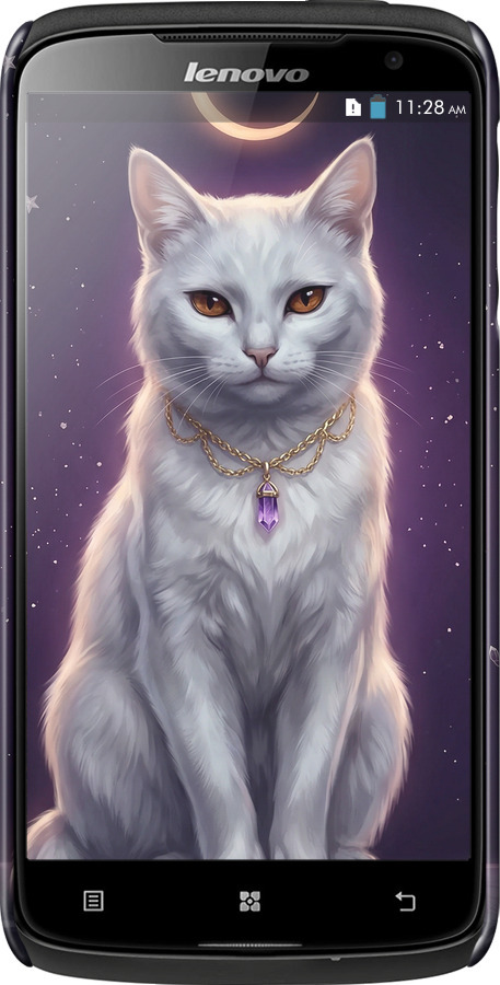 3D пластиковий матовий чехол Mystic White Cat Gothic Dark Purple Gold для Lenovo S820 - 6805m-52 изображение 