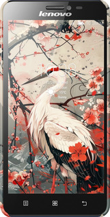 3D пластиковий глянцевий чехол Лелека у цвіту сакури для Lenovo S850 - 6109c-78 изображение 