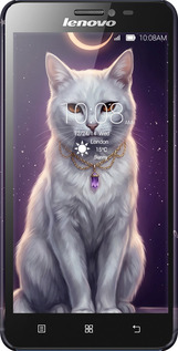 3D пластиковый матовый чехол Mystic White Cat Gothic Dark Purple Gold для Lenovo S850 - 6805m-78 изображение 