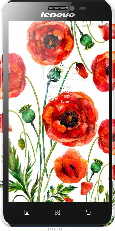 3D пластиковий глянцевий чехол Намальовані маки для Lenovo S850 - 4278c-78 изображение 