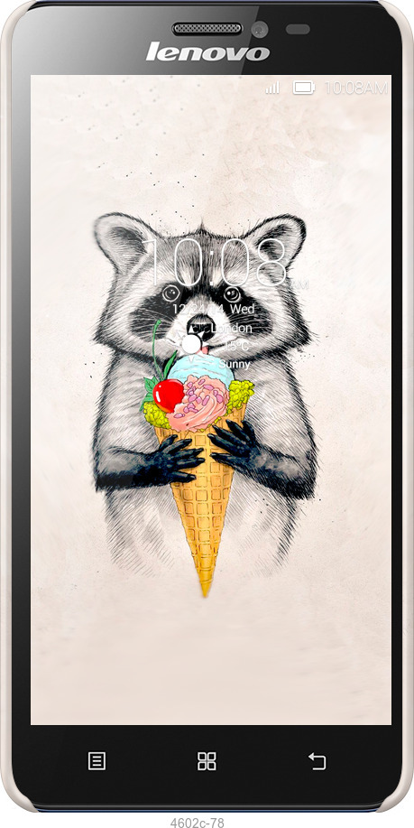 3D пластиковий матовий чехол Єнотик з морозивом для Lenovo S850 - 4602m-78 изображение 