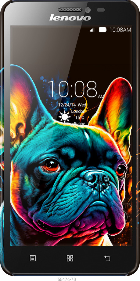 3D пластиковый глянцевый чехол Яркий бульдог для Lenovo S850 - 5547c-78 изображение 