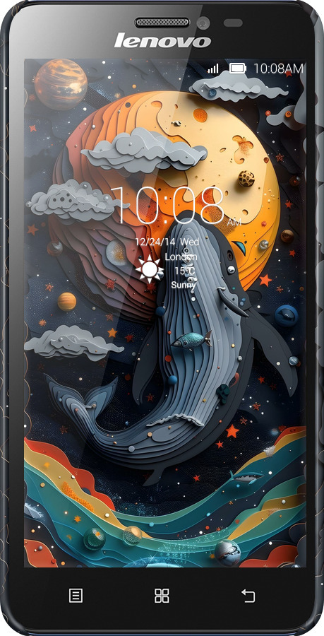 3D пластиковий матовий чехол Кит у космосі для Lenovo S850 - 6328m-78 изображение 