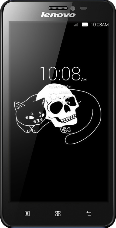 3D пластиковый глянцевый чехол С изображением кота и черепа для Lenovo S850 - 6491c-78 изображение 