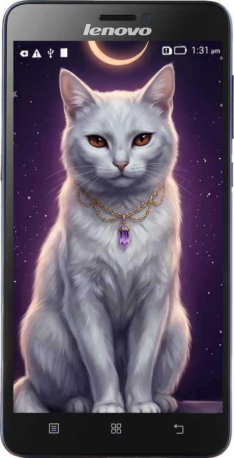 Силіконовий чехол Mystic White Cat Gothic Dark Purple Gold для Lenovo S850 - 6805u-78 изображение 