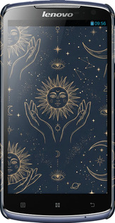 3D пластиковый глянцевый чехол Celestial Harmony: Sun & Moon Gold Mystic Pattern для Lenovo S920 - 6778c-53 изображение 