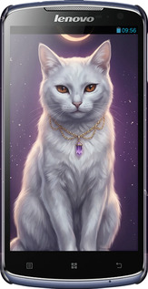 3D пластиковий глянцевий чехол Mystic White Cat Gothic Dark Purple Gold для Lenovo S920 - 6805c-53 изображение 
