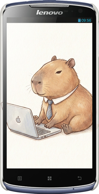 3D пластиковый глянцевый чехол Funny Capybara CEO Working для Lenovo S920 - 6777c-53 изображение 