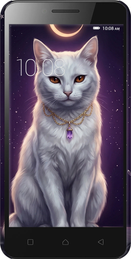 3D пластиковый матовый чехол Mystic White Cat Gothic Dark Purple Gold для Lenovo Vibe C A2020 - 6805m-283 изображение 