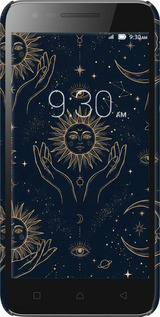 3D пластиковый матовый чехол Celestial Harmony: Sun & Moon Gold Mystic Pattern для Lenovo Vibe C2 - 6778m-397 изображение 