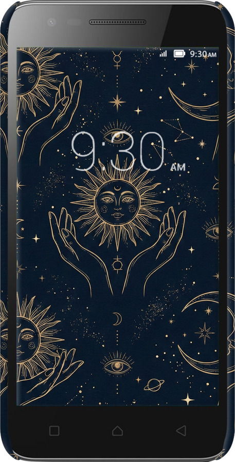 3D пластиковый матовый чехол Celestial Harmony: Sun & Moon Gold Mystic Pattern для Lenovo Vibe C2 - 6778m-397 изображение 