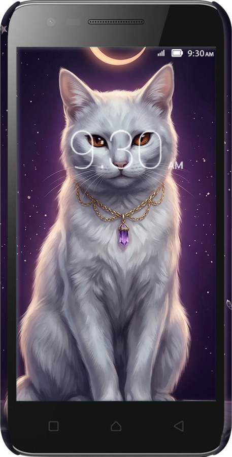 3D пластиковый матовый чехол Mystic White Cat Gothic Dark Purple Gold для Lenovo Vibe C2 - 6805m-397 изображение 