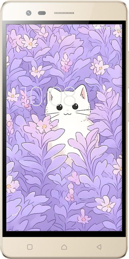 Силиконовый чехол Котик в цветах для Lenovo Vibe K5 Note Pro - 6390u-394 изображение 