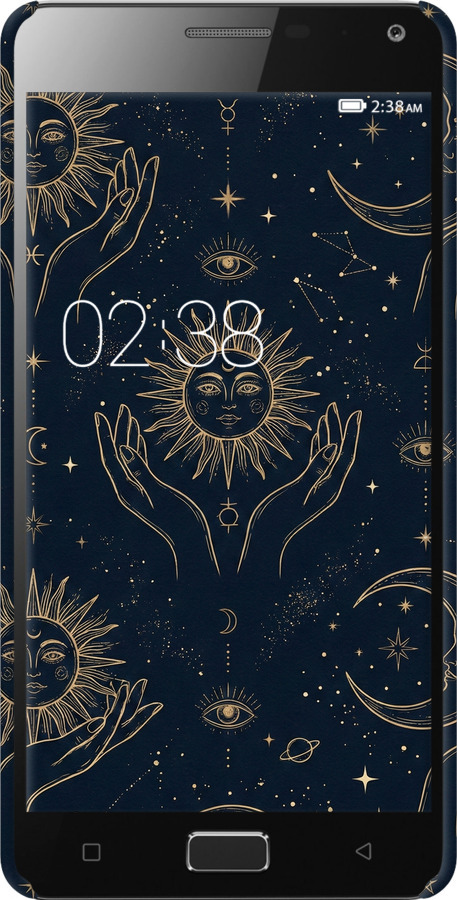 3D пластиковый глянцевый чехол Celestial Harmony: Sun & Moon Gold Mystic Pattern для Lenovo Vibe P1 - 6778c-152 изображение 