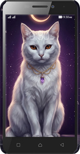 3D пластиковый матовый чехол Mystic White Cat Gothic Dark Purple Gold для Lenovo Vibe P1m - 6805m-154 изображение 