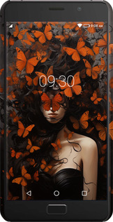 3D пластиковый матовый чехол Девушка с оранжевыми бабочками для Lenovo Vibe P2 - 5941m-792 изображение 