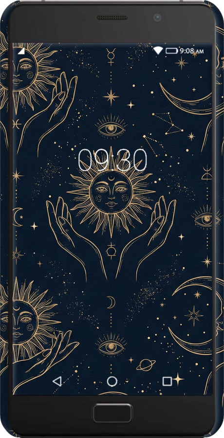 3D пластиковый матовый чехол Celestial Harmony: Sun & Moon Gold Mystic Pattern для Lenovo Vibe P2 - 6778m-792 изображение 