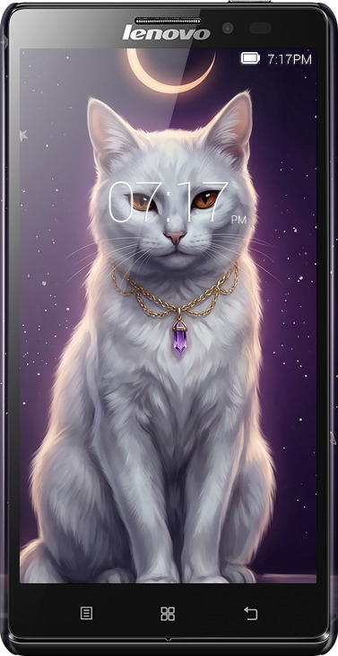 3D пластиковий матовий чехол Mystic White Cat Gothic Dark Purple Gold для Lenovo Vibe Z K910 - 6805m-85 изображение 