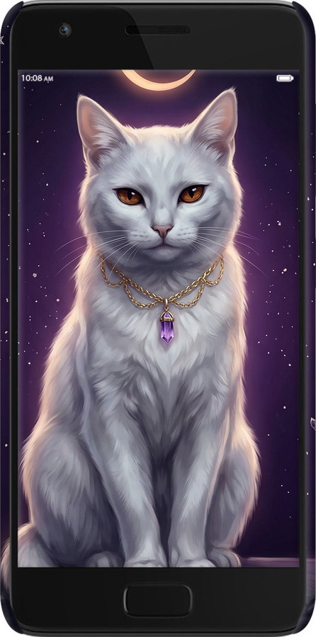 3D пластиковий матовий чехол Mystic White Cat Gothic Dark Purple Gold для Lenovo ZUK Z2 - 6805m-827 изображение 