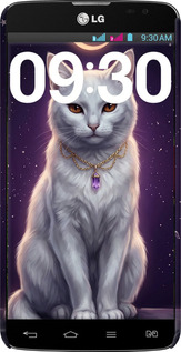 3D пластиковый матовый чехол Mystic White Cat Gothic Dark Purple Gold для LG G Pro Lite Dual D686 - 6805m-440 изображение 