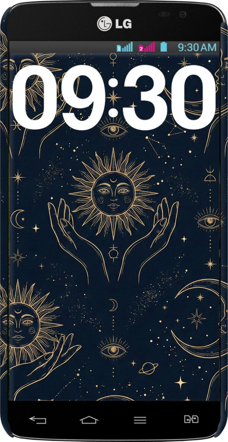 3D пластиковый глянцевый чехол Celestial Harmony: Sun & Moon Gold Mystic Pattern для LG G Pro Lite Dual D686 - 6778c-440 изображение 