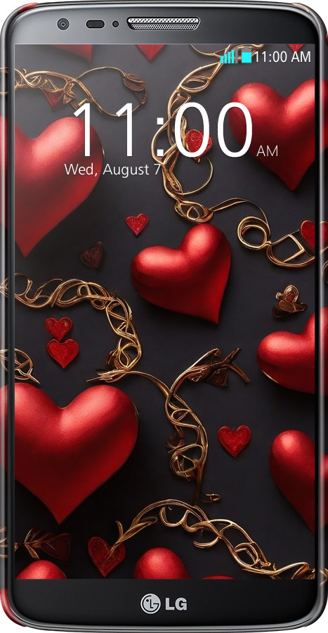 3D пластиковый матовый чехол Сердечки для LG G2 - 5831m-37 изображение 