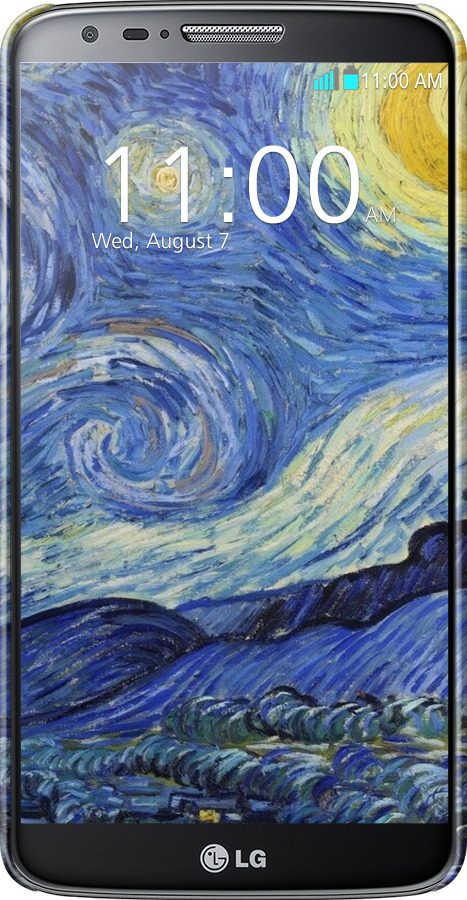3D пластиковий глянцевий чехол «Зоряна ніч» Вінсента Ван Гога для LG G2 - 6433c-37 изображение 