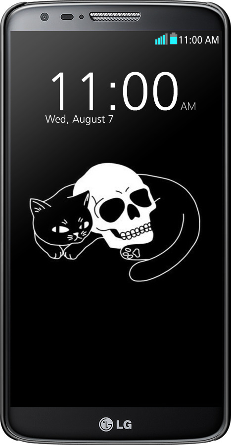 3D пластиковый глянцевый чехол С изображением кота и черепа для LG G2 - 6491c-37 изображение 
