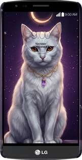 3D пластиковий матовий чехол Mystic White Cat Gothic Dark Purple Gold для LG G3 Stylus D690 - 6805m-89 изображение 