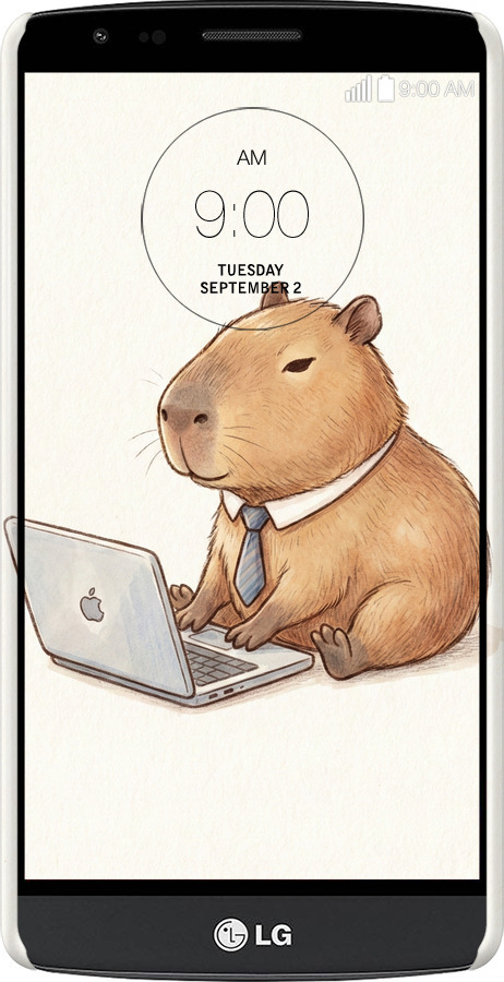 3D пластиковый матовый чехол Funny Capybara CEO Working для LG G3 Stylus D690 - 6777m-89 изображение 