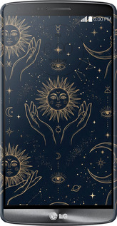 3D пластиковий глянцевий чехол Celestial Harmony: Sun & Moon Gold Mystic Pattern для LG G3 D855 - 6778c-47 изображение 