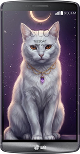 3D пластиковий матовий чехол Mystic White Cat Gothic Dark Purple Gold для LG G3 dual D856 - 6805m-56 изображение 