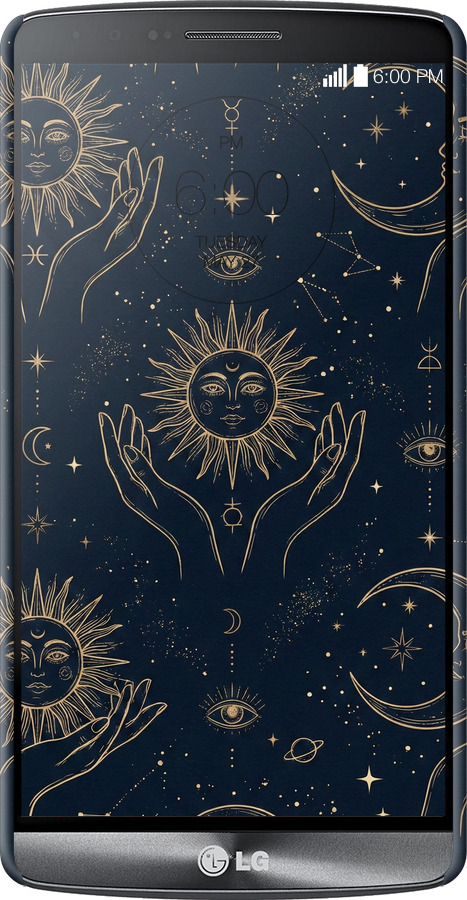 3D пластиковий глянцевий чехол Celestial Harmony: Sun & Moon Gold Mystic Pattern для LG G3 D855 - 6778c-47 изображение 
