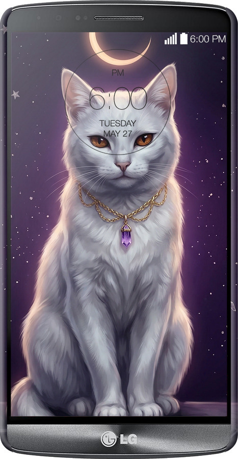 3D пластиковий матовий чехол Mystic White Cat Gothic Dark Purple Gold для LG G3 dual D856 - 6805m-56 изображение 