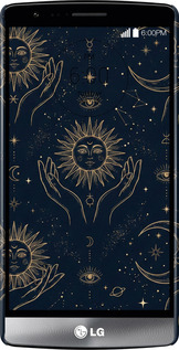 3D пластиковый матовый чехол Celestial Harmony: Sun & Moon Gold Mystic Pattern для LG G3s D724 - 6778m-93 изображение 