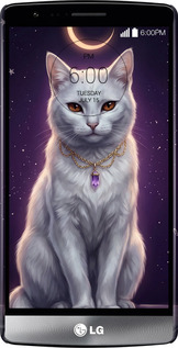 3D пластиковий матовий чехол Mystic White Cat Gothic Dark Purple Gold для LG G3s D724 - 6805m-93 изображение 