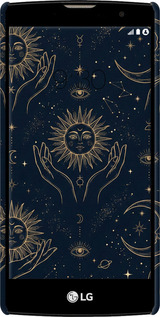 3D пластиковий глянцевий чехол Celestial Harmony: Sun & Moon Gold Mystic Pattern для LG G4c H522y - 6778c-389 изображение 