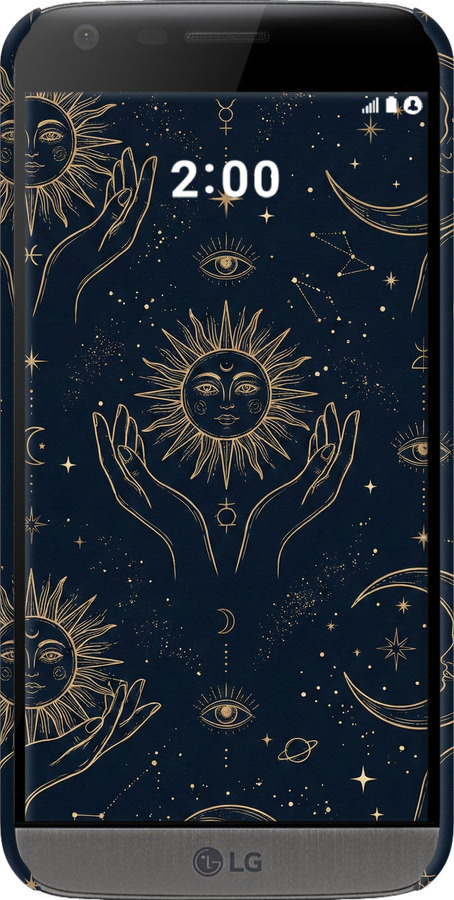 3D пластиковый матовый чехол Celestial Harmony: Sun & Moon Gold Mystic Pattern для LG G5 H860 - 6778m-348 изображение 