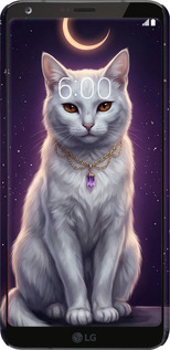3D пластиковий матовий чехол Mystic White Cat Gothic Dark Purple Gold для LG G6 - 6805m-836 изображение 