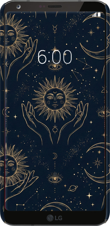 3D пластиковый матовый чехол Celestial Harmony: Sun & Moon Gold Mystic Pattern для LG G6 - 6778m-836 изображение 