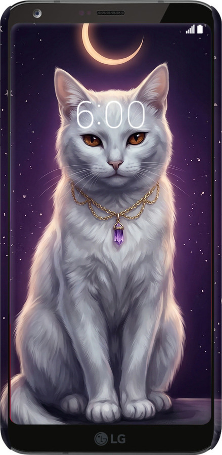 3D пластиковий матовий чехол Mystic White Cat Gothic Dark Purple Gold для LG G6 - 6805m-836 изображение 