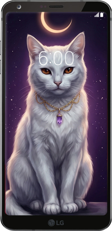 Силіконовий чехол Mystic White Cat Gothic Dark Purple Gold для LG G6 - 6805u-836 изображение 