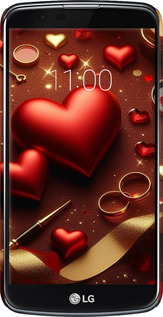 3D пластиковий матовий чехол Сердечки v3 для LG K10 / K410 - 5833m-349 изображение 