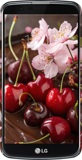 3D пластиковий матовий чехол Вишня у шоколаді для LG K10 / K410 - 6698m-349 изображение 