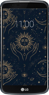 3D пластиковый матовый чехол Celestial Harmony: Sun & Moon Gold Mystic Pattern для LG K10 / K410 - 6778m-349 изображение 