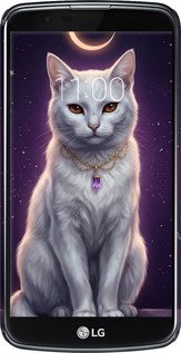 3D пластиковий матовий чехол Mystic White Cat Gothic Dark Purple Gold для LG K10 / K410 - 6805m-349 изображение 